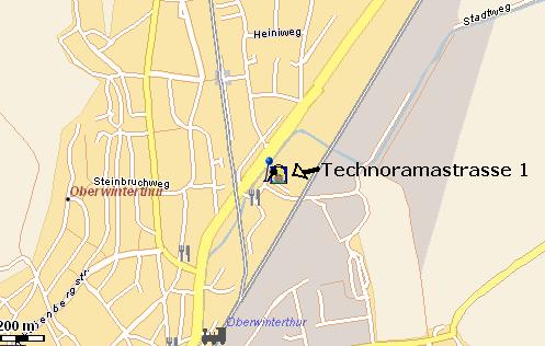 plan d'accès au Technorama à Winterthur
